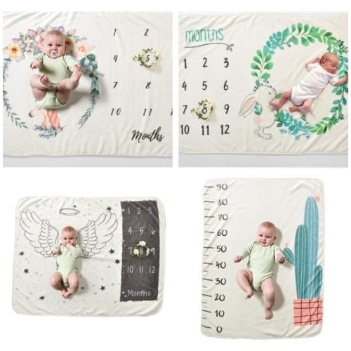 22 Style Newborn Baby Monthly Milestone Blanket Infant Bebe Flannel Photo Props Background Blankets For Baby Swaddle Wrap Quilt