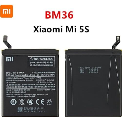 Xiao mi 100% Orginal BM36 3200mAh Battery For Xiaomi Mi 5S MI5S M5S BM36 High Quality Phone Replacement Batteries