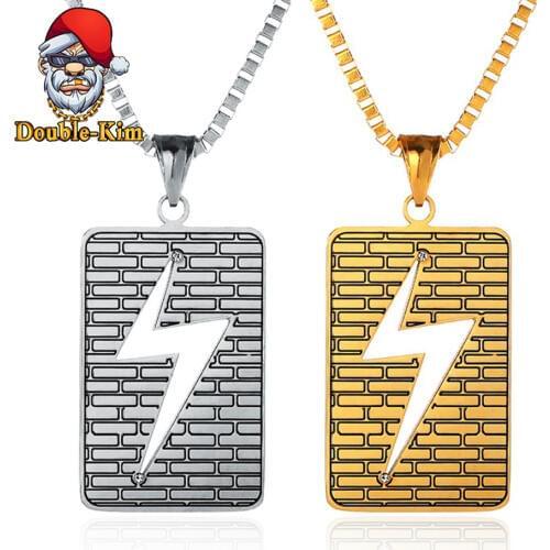 Lightning Brand Pendant Necklace Men Hiphop Street Culture Titanium Stainless Steel Fashion Trendy Chain Necklace Man Jewelry