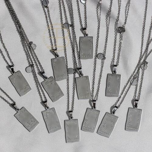 2021 New Tarnish Free Waterproof Stainless Steel Silver Color Constellation Necklaces For Women Silver Zodiac Necklace
