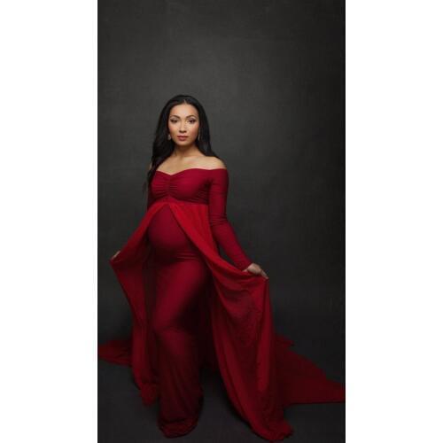 Women Maternity Gown Shoot Photo Maxi Pregnancy Dress SPLIT FRONT Pregnant Cotton Gown Sexy Maternity Photography Props Clothes