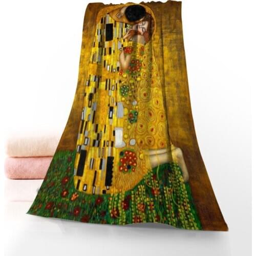 Custom Gustav Klimt Towel Printed Cotton Face/Bath Towels Microfiber Fabric For Kids Men Women Shower Towels 70X140cm