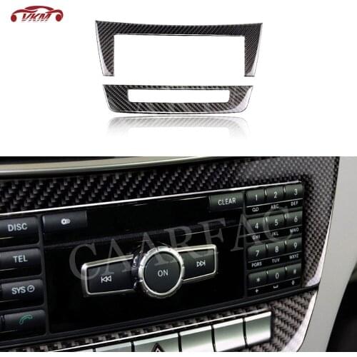 Carbon Fiber Car Air Conditioning CD Panel Trim Frame Cover Sticker Decoration For Benz W204 C220 C200 C350 4MATIC 2010-2013