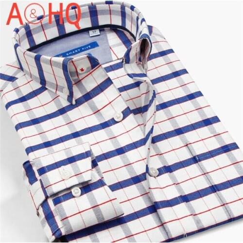 Smart five Classic Shirts Men Long Sleeve Plaid 100% Cotton High Quality Shirt Men Summer Plus Size 5XL 6XL Shirts Clothes