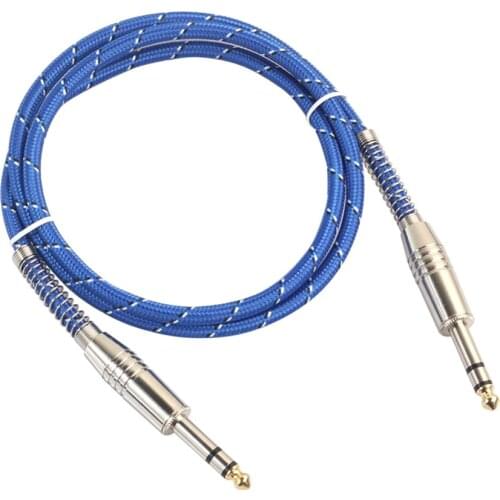 Blue Nylon Braided 6.35mm 1/4 TRS Male Plug Cable Patch Connector for Guitar Bass Mixer 10m 15m 20m