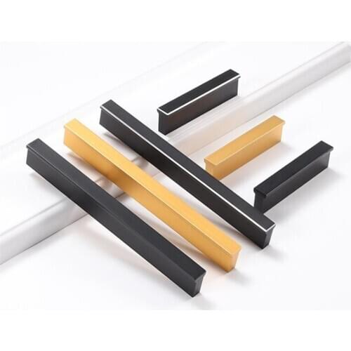 Modern Minimalist Golden Door Cabinet Handle Nordic Cabinet Handle Aluminum Alloy Wardrobe Heightening Long Black Locker Pull