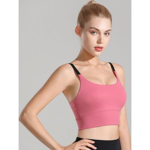 Sports Bras Shockproof Color Block Straps Underwear Exercise Yoga Running Vest Tank