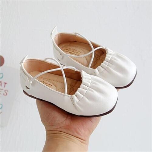 2021 hot Spring Autumn Fashion Girls Leather Shoes Princess Sweet Childrens Flats Soft Ruffle Pleated Girl Dress Shoes 21-30