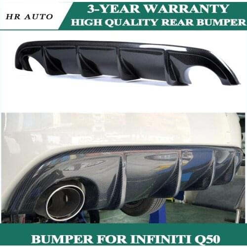 Carbon Fiber Add on Car Rear Bumper Diffuser lip Spoiler For Infiniti Q50 Q50S Sedan 4 Door Standard Sport 2013-2017