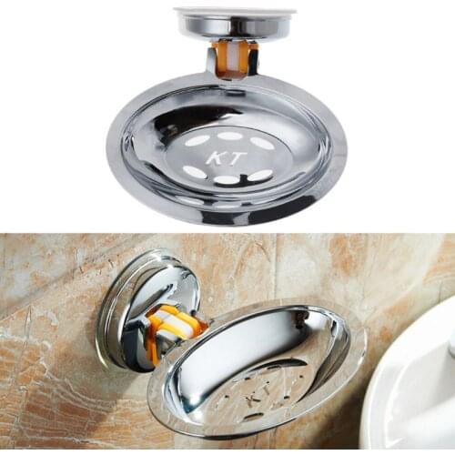 Stainless Steel Vacuum Suction Cup Soap Holder Soap Dish for Bathroom Kitchen