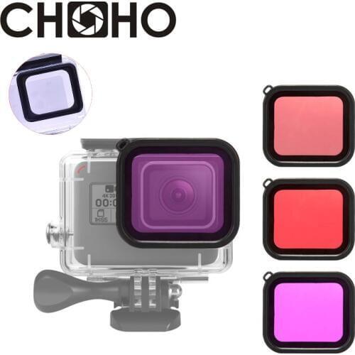 Waterproof Case Red Pink Purple Diving Filter lens Dive Underwater Lente Filtors For Go pro Gopro Hero 5 6 7 Black Accessories