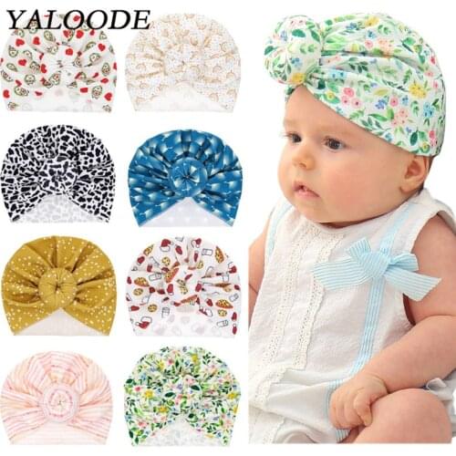 YALOODE Baby Girl Boy Hat Spring Autumn Cotton Donuts Print Newborn Baby Beanie Cap Warm Infant Toddler Hat For Baby Accessories