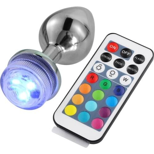 YEMA Remote Bullet Anal Plug Milti-Color LED Light Metal Butt Plug Sex Toys for Women Men Prostate Massager Adult