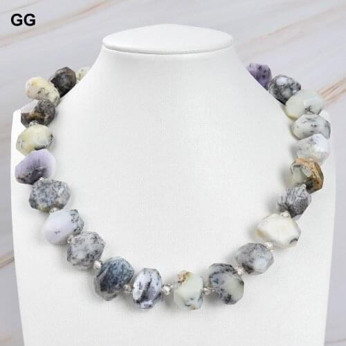 GuaiGuai Jewelry 20'' Faceted White Opal Nugget Crystal Necklace