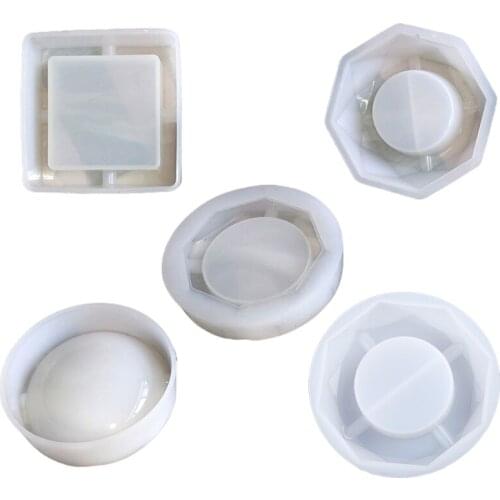 Crystal Epoxy Resin Mold Round/Square/Rhombus/Polygon Ashtray Casting Silicone Mould DIY Crafts Jewelry Making Tools