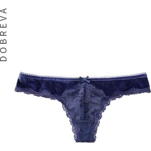 DOBREVA Womens Low Rise G-String Velvet Thong Panties