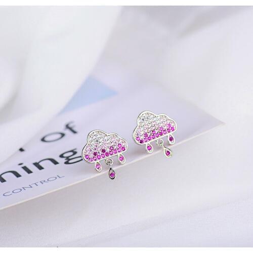 Sweet Lovely Zircon Gradient Cloud Raindrop Colorful CZ Stone Earrings For Women oorbellen pendientes