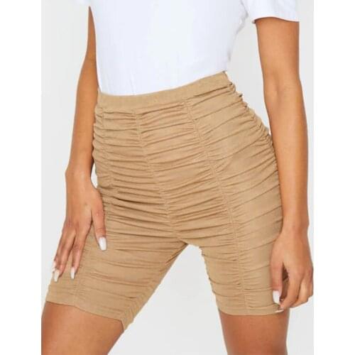 SEASONS Solid Women High Waist Biker Shorts Ruched Patchwork Skinny Casual Sporty Push Up 2021 Spring Summer Fitness ASSH82564