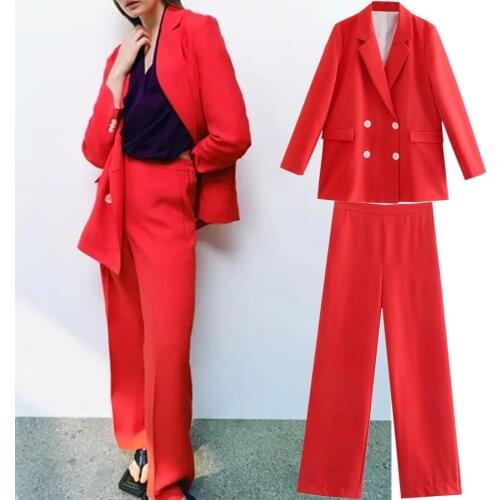 Jenny&Dave Women Trousers Sets England Style Fashion Blogger Oversize Boyfriend Double Breasted Blazer Women Loose Harem Pants