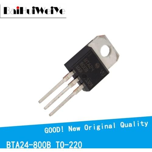 10PCS/LOT BTA24-800B BTA24-800 BTA24 BTA24-800 24A800V TO-220 New and Original IC Chipset MOSFET MOSFT TO220