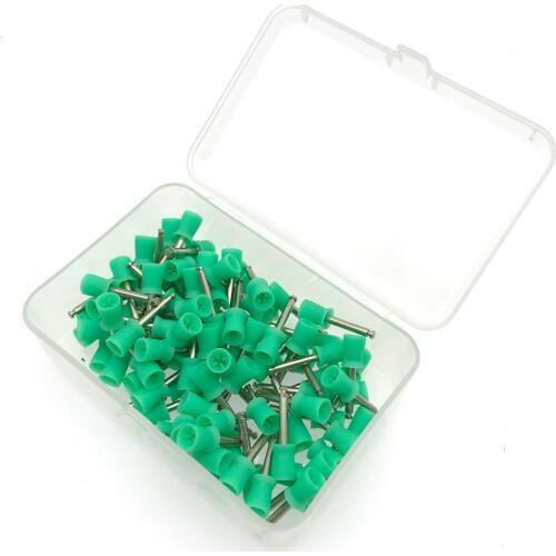 100pcs Dental Prophy Cup Rubber Polish Brush Polishing Tooth Latch Type Polisher green