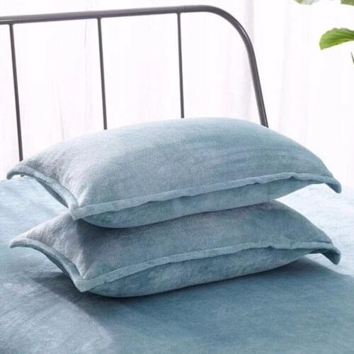 2021 Soft Warm Pillowcase coral Fleece Flannel 2pc Solid Printed no core Pillow sham For winter 8 Colors