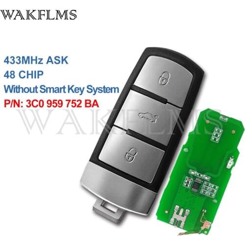 3 Buttons 434MHz Car Remote Key for VW Passat B6 3C B7 Magotan CC 2004-2015 with ID48 Chip 3C0 959 752 BA