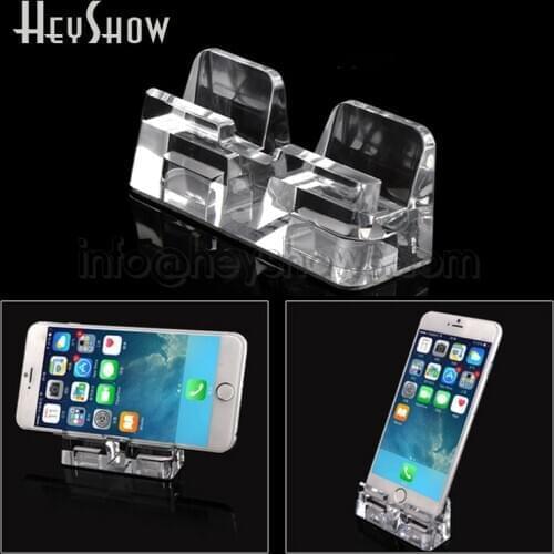 30pcs Universal Transparent Mobile Phone Display Stand Clear Acrylic Cellphone Holder Can Work With Alarm System For Phone Store