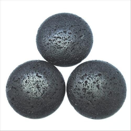 5pcs nature black lava stone cabochons round shape 40mm black color diy beads accessories no hole bead caps