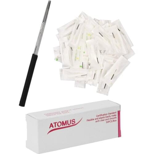 50x Eyebrow Blades Microblading Eye Brow Tattoo Needles Makeup Tools 5 Pins