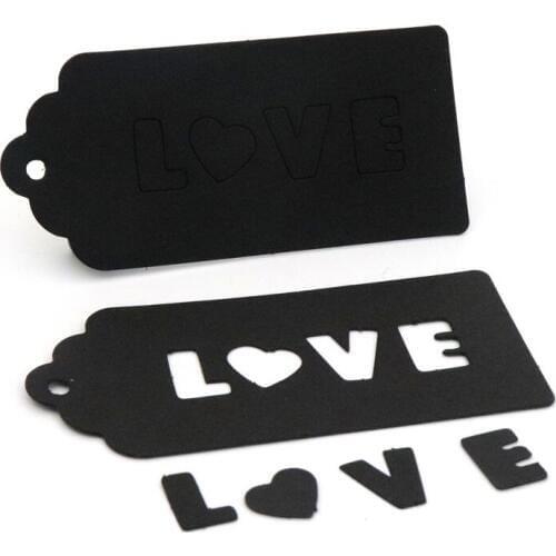 50pcs 4.7*10cm Blank Rectangle Hang Kraft Paper LOVE Gift Packing Card Tag Label For Diy Handmade Accessories Cloth Store Black
