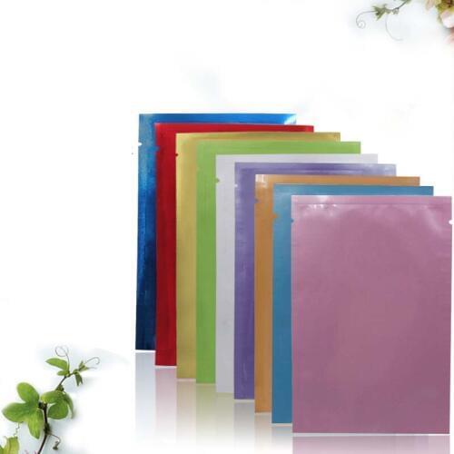 Free DHL Coloured Heat Seal Mylar Storage Bags Tea Coffee Powder Open Top Plain Glossy Aluminum Foil Vacuum Seal Pack Pocket Bag