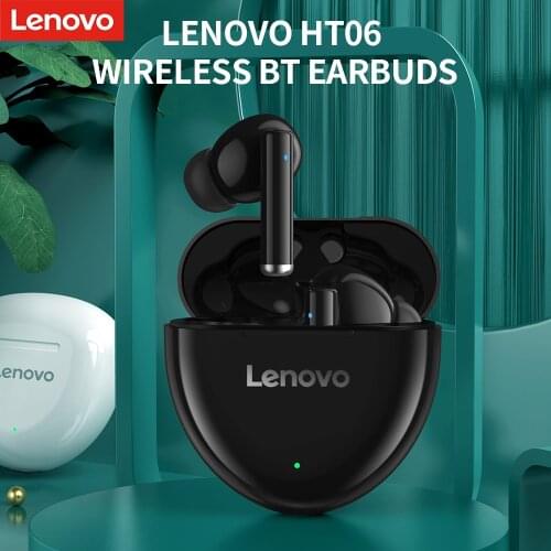 Lenovo HT06 Wireless Headset Noise Reduction BT Headphones with Mic In-ear Sports Earbuds HiFi Sound Quality Ultra-low Earphone