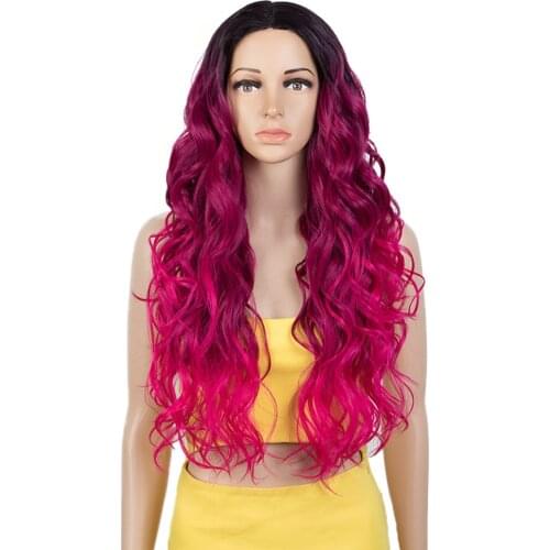 Noble Synthetic Lace Wig 28 Inch Long Wavy T part lace Wig Cosplay Ombre Blonde Wigs For Black Women cosplay wigs Lace Wig
