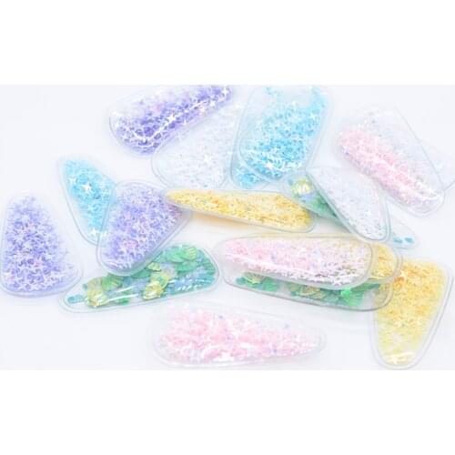 Wholesale 60Pcs 56*30mm Transparent Plastic Filling Sequin Applique for DIY Headwear Hair Clips Handmade Sticker Accessories H29
