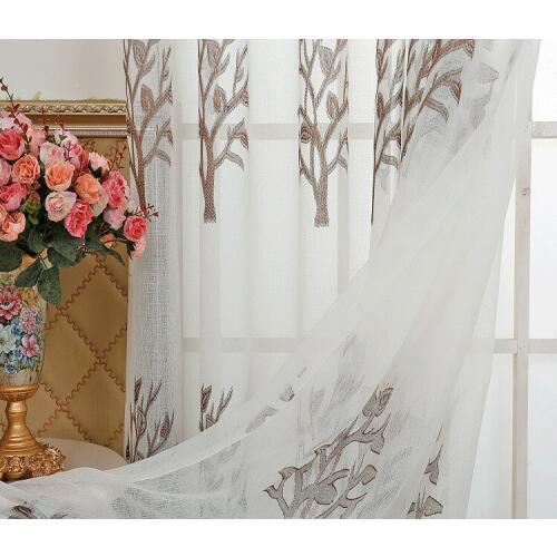 European White Jacquard Voile Curtains Bedroom Sheer Curtains for Living Room Tulle Window Curtains/Panels Window Screening