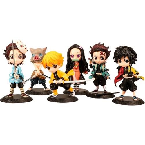 14cm Anime Demon Slayer Figure Kimetsu No Yaiba Figures Q Posket Kamado Tanjirou Kamado Nezuko Agatsuma Figure Toys
