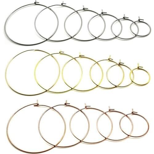 20pc Hypoallergenic Stainless Steel Rose Gold Big Circle Wire Hoops Loop Earrings DIY Dangle Earring Jewelry Making Accessories