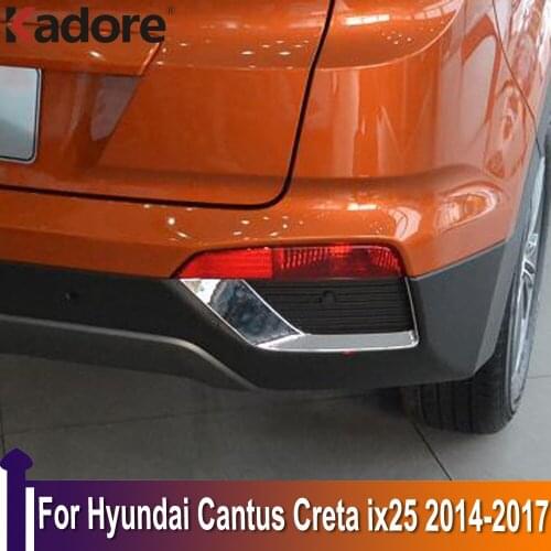 For Hyundai Cantus Creta ix25 2014 2015 2016 2017 Chrome Rear Reflector Fog Light Lamp Cover Sticker Decoration Trim Accessories
