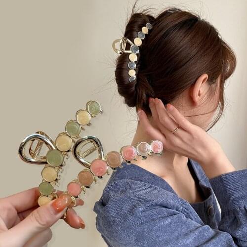 Korean Headwear Women Metal Hair Claw Girls Exquisite Elegant Crab Clips Ponytail Fixed Hairgrips Fashion Hairpin Accessories