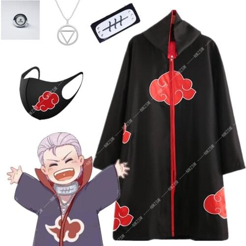 Akatsuki Hidan Akatsuki Cosplay Costume CloakHalloween Man Woman Cosplay Costume Headband Accessories