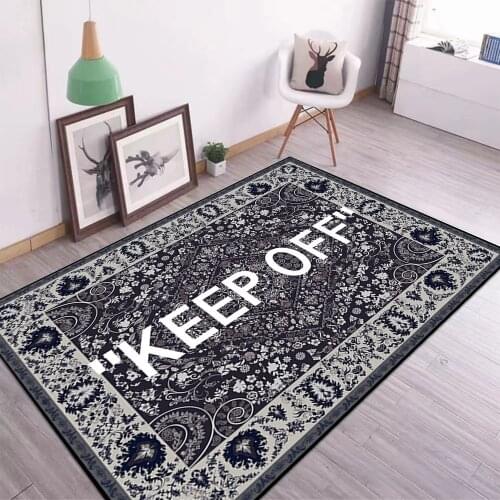 KEEP OFF Area Rugs Floor Mat Black and White Carpet Living Room Bedroom Bedside Bay Window Sofa Floor Decor Mat