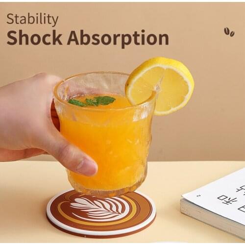 Creative Thickened Round Jacquard Cup Coaster PVC Soft Rubber Anti Scalding Heat Insulatio Coffee Pad Tableware Non-slip Mats