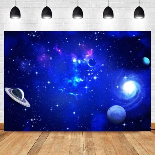 Laeacco Blue Planet Space Baby Birthday Portrait Banner Photography Backdrop Photographic Photo Background For Photo Studio