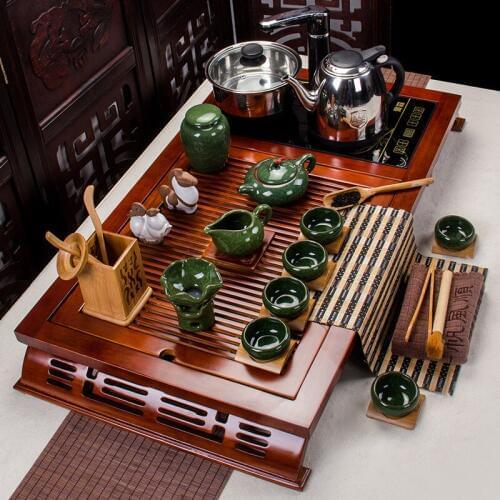 Colorful ice crack expectation set of Kung Fu tea kettle set with electric kettle and tea set