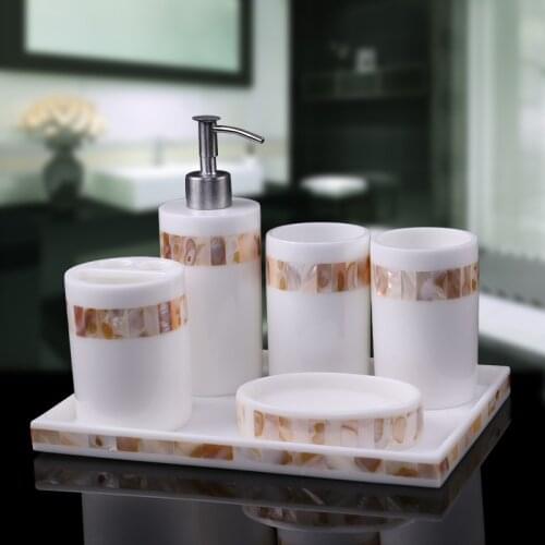 Creative Resin Shell Bathroom Five-piece Set Wedding Bathroom Accessories Kit Soap Dispenser Wash Set Mouth Cups