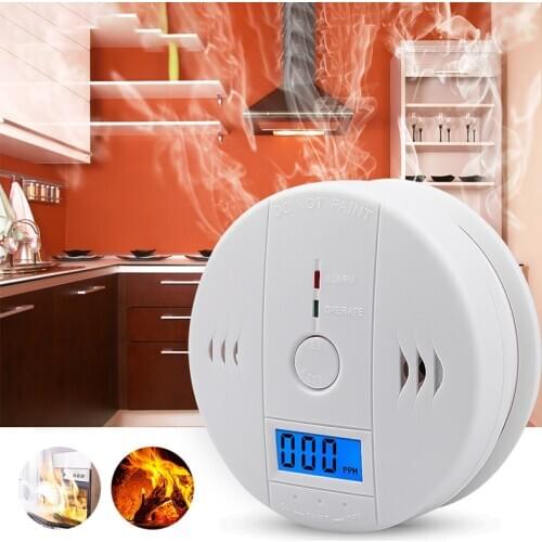 Independent Carbon Monoxide Sensor Detector CO Alarm with Digital LCD Display and 85dB Voice Warning Battery Operated White