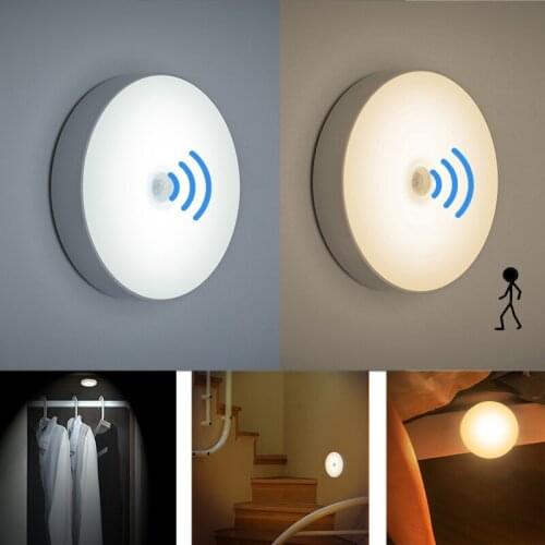 PIR Motion Sensor LED Night Light USB Rechargeable Under Cabinet Lights Auto On/Off for Bedroom Stairs Wardrobe Closet Wall Lamp