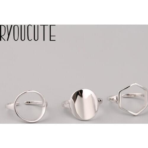 New Charming Circle Hexagon Finger Ring for Women Vintage Boho Knuckle Party Rings Gothic Punk Jewelry Gifts for Girls