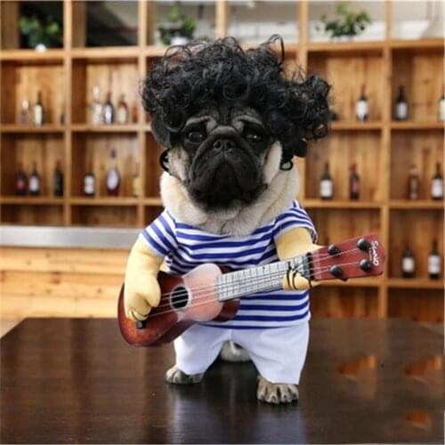 Guitar Dog Clothes Funny Striped Pet Christmas Costume Dressing Up Party Xmas New Year Clothes For Dog Cats Halloween Dog Cloth